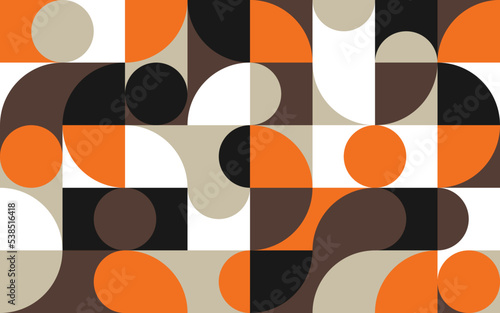 Geometric abstract seamless pattern with colorful rounded tiles endless ornament texture. Modern vector background.
