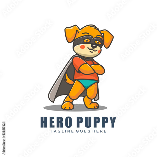 cute hero puppy character mascot design