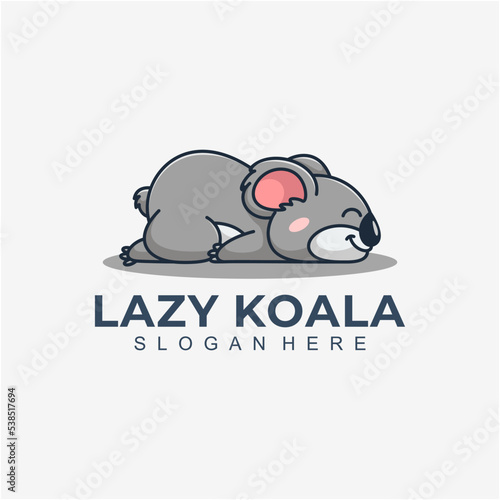 cute lazy koala character mascot design