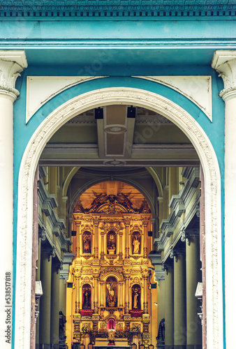Billede på lærred Church of San Francisco. Altarpiece, Guayaquil, Ecuador