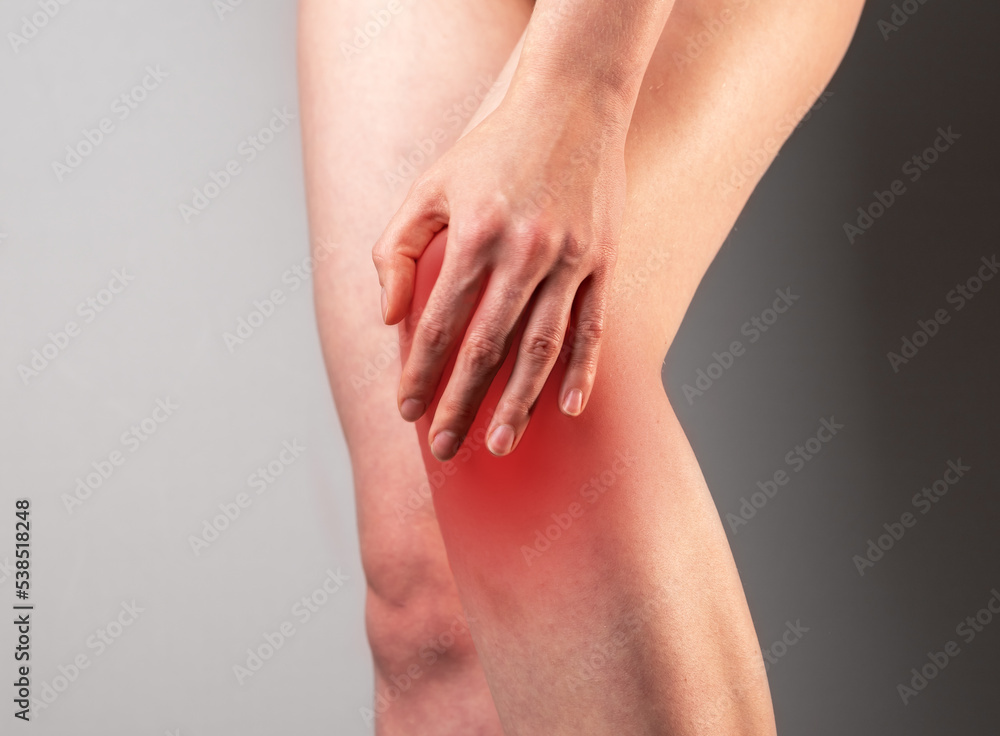 Knee trauma, injury. Kneecap inflammation concept Knee trauma, injury. Kneecap inflammation concept