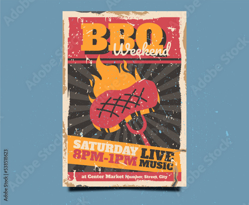 This is an illustration of retro bbq poster.