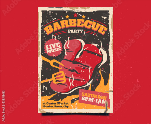 This is an illustration of retro bbq poster.