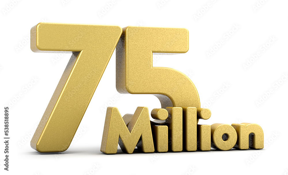 3d golden 75M isolated on background. 3d illustration. 3d golden 75M isolated on background. 3d illustration.