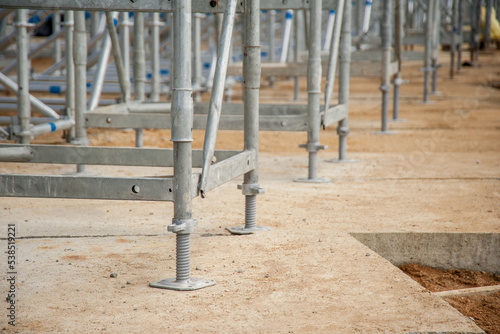 Support scaffolding system at bridge construction.