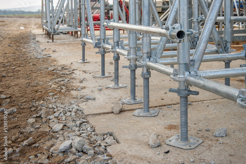 Support scaffolding system at bridge construction.