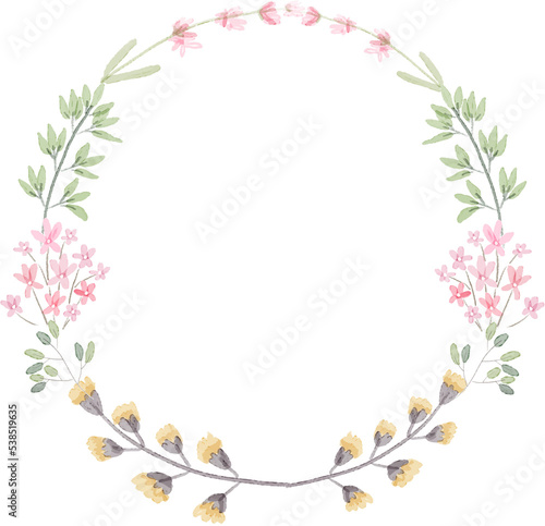 watercolor floral and leafs wreath