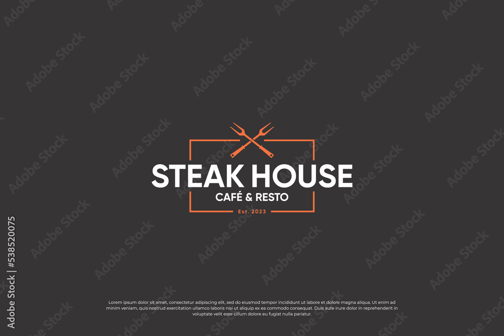steak house emblem logotype with vintage style.