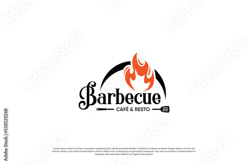 Steak house, barbecue and grill logo design. Retro label for restaurant.