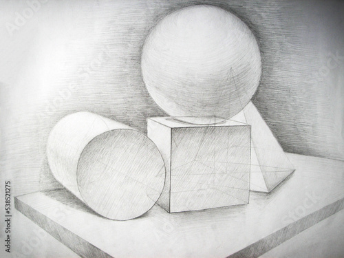 Photography Hand drawn still life with geometric figures