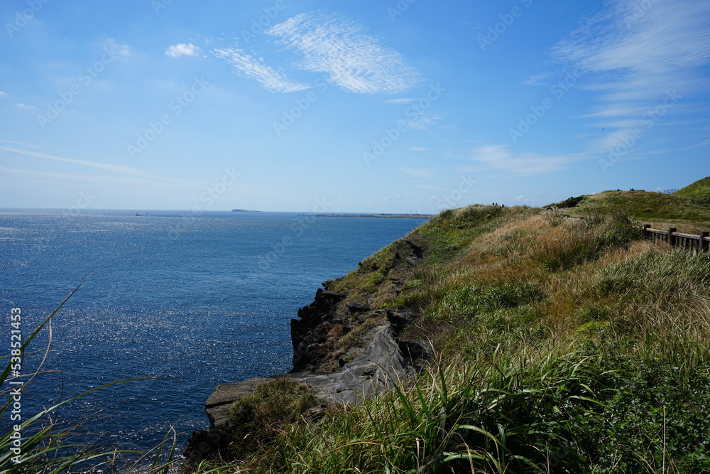 fine walkway at seaside cliff