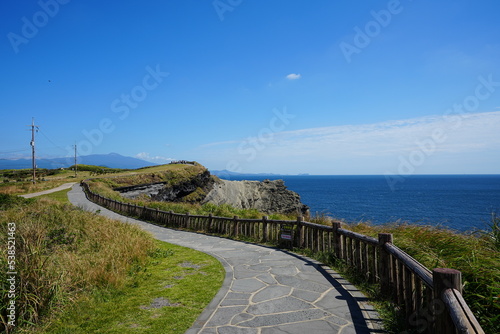 fine walkway at seaside cliff