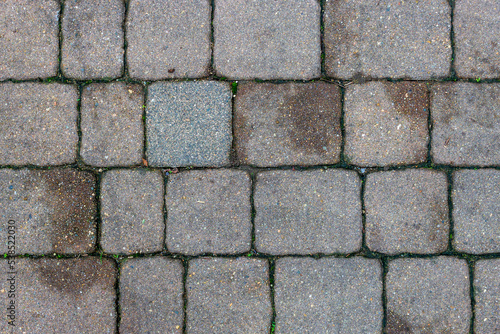 Paving stones street. Top view texture.