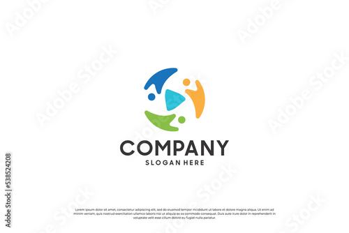 abstract human community logo design. abstract people, unity, family, and teamwork.