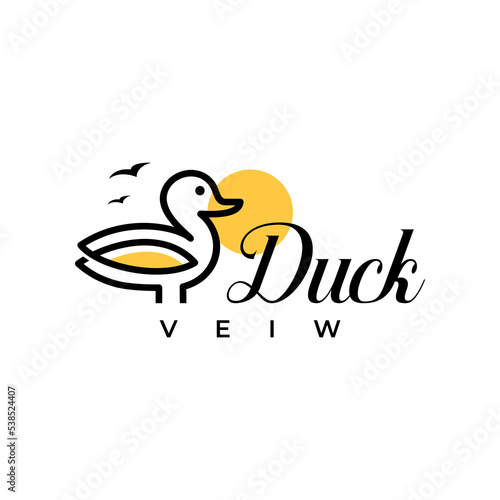 duck and view illustration logo