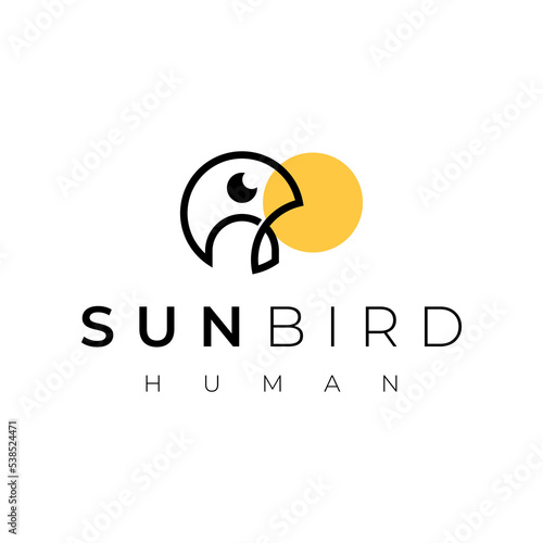 human and bird logo design