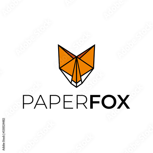 paper head fox icon logo design