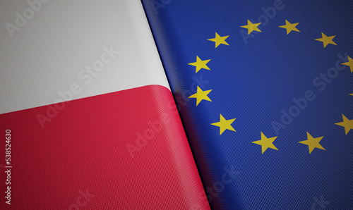 Poland and European Union flags. photo