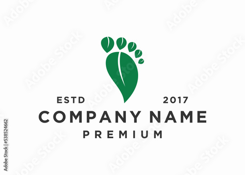 foot leaf logo design vector illustration template