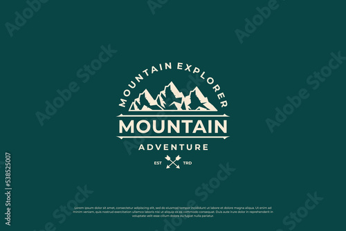 vintage mountain emblem logo design.