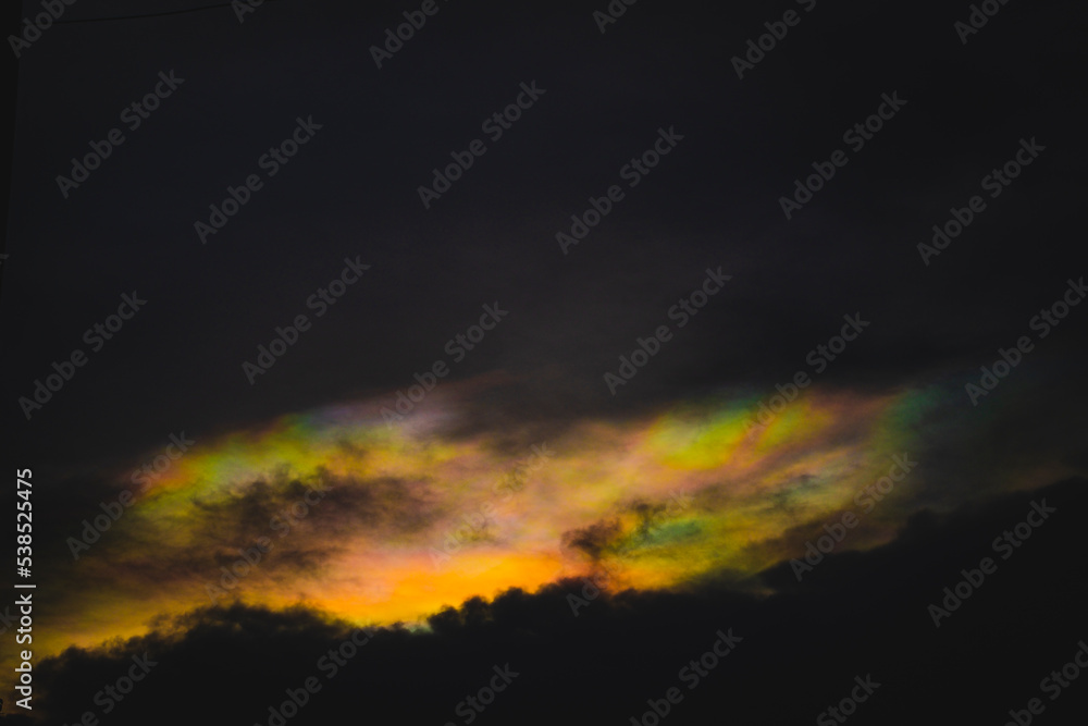 A rainbow cloud  called cloud iridescence nature background