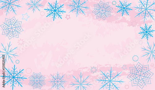  beautiful winter background with blue snowflakes on a light background