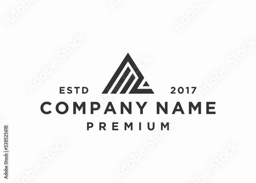 initials letter ml triangle logo design vector illustration template