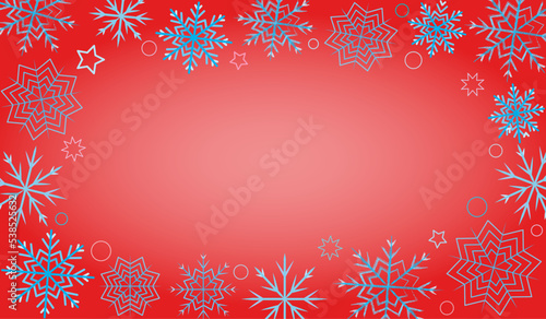  beautiful winter background with blue snowflakes on a light background
