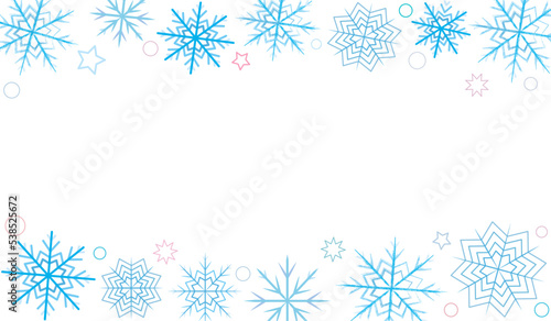  beautiful winter background with blue snowflakes on a light background