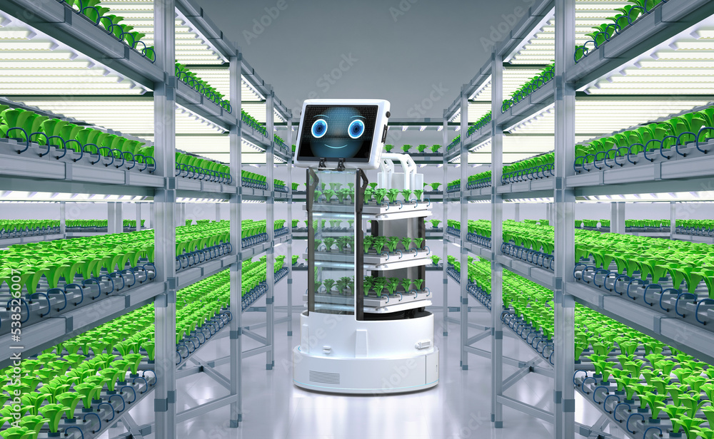 Robot assistant in light growth indoor farm