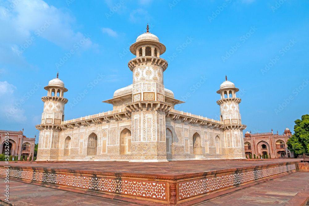 Amazing  marble Tomb of Itimad-ud-Daulah or Baby Taj Mahal in Agra, India