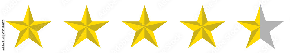 3D Visual of the Five (5) Star Sign. Star Rating Icon Symbol for Pictogram, Apps, Website or Graphic Design Element. Illustration of the Rating 4, 5 Star. Format PNG 3D Visual of the Five (5) Star Sign. Star Rating Icon Symbol for Pictogram, Apps, Website or Graphic Design Element. Illustration of the Rating 4, 5 Star. Format PNG