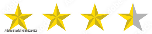 3D Visual of the Five  5  Star Sign. Star Rating Icon Symbol for Pictogram  Apps  Website or Graphic Design Element. Illustration of the Rating 3  5 Star. Format PNG