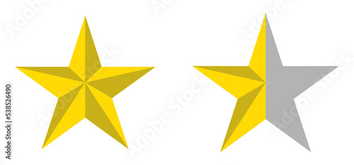  3D Visual of the Five (5) Star Sign. Star Rating Icon Symbol for Pictogram, Apps, Website or Graphic Design Element. Illustration of the Rating 1, 5 Star. Format PNG