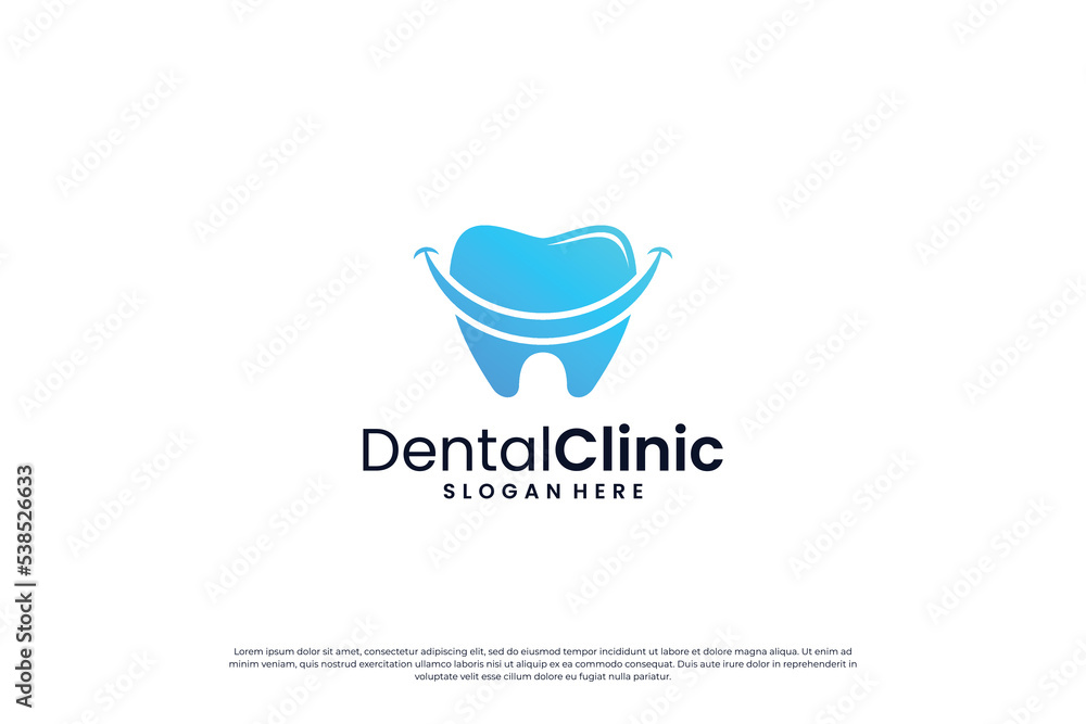 Minimalist dental health logo design template. Minimalist dental health logo design template.