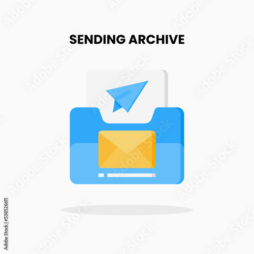 Send Archive flat icon. Vector illustration on white background.