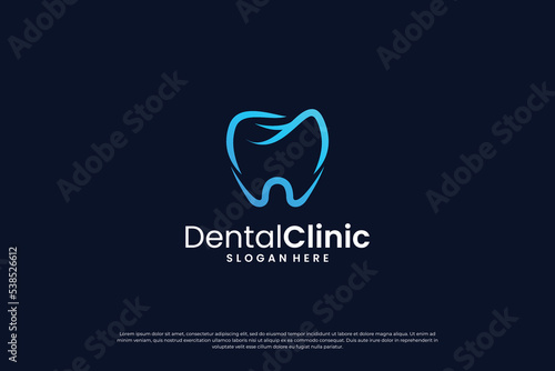 Abstract dental treatment logo design concept.
