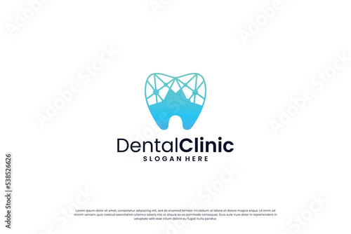 Abstract dental treatment logo design concept.