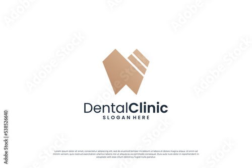 luxury dental clinic logo design with golden color.
