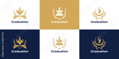 Set of education logo design for university and school academy.