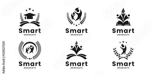 Set of education logo design for university and school academy.