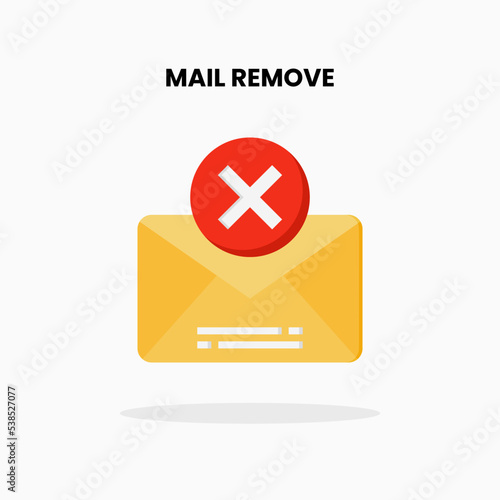 Mail Remove flat icon. Vector illustration on white background.
