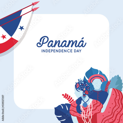 VECTORS. Editable banner for Panama Independence Day and patriotic events, November, folklore, flag