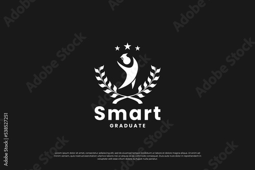 School badge logo design. Emblem College, University logo template