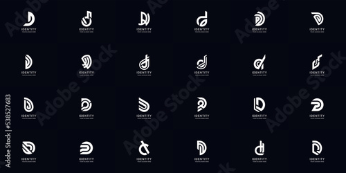 Collection full set abstract letter D or DD monogram logo design