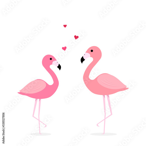 Pink flamingo vector illustration. flat design isolated on white background. Flamingo seamless pattern. Flamingo seamless pattern with polka dots design. Cute pink tropical wallpaper and fabric print.