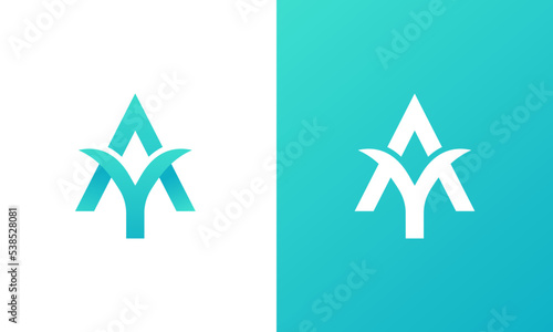AY letter, YA letter minimal initial letters monogram logo icon