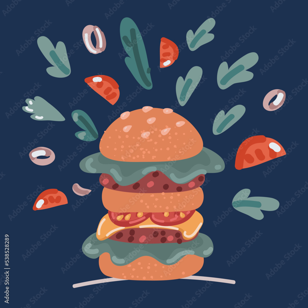artoon vector illustration of burgers of beef, cheese and vegetables artoon vector illustration of burgers of beef, cheese and vegetables