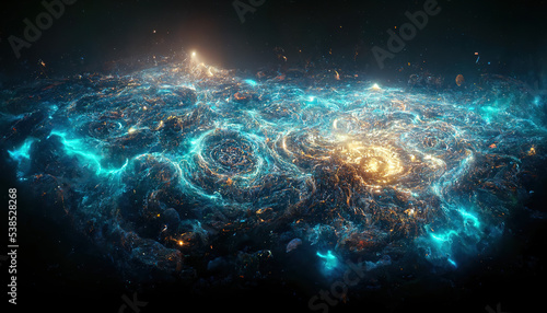 Fotografie, Obraz Glowing Nebula. Background. AI render.
