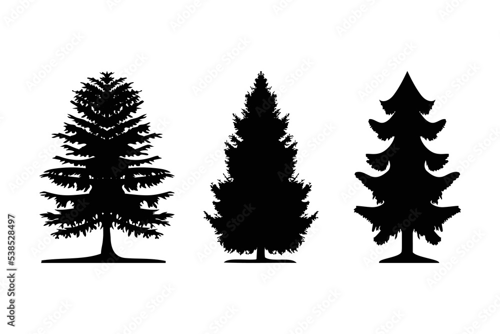 Fototapeta premium pine tree silhouette logo fir tree vector icon collection.